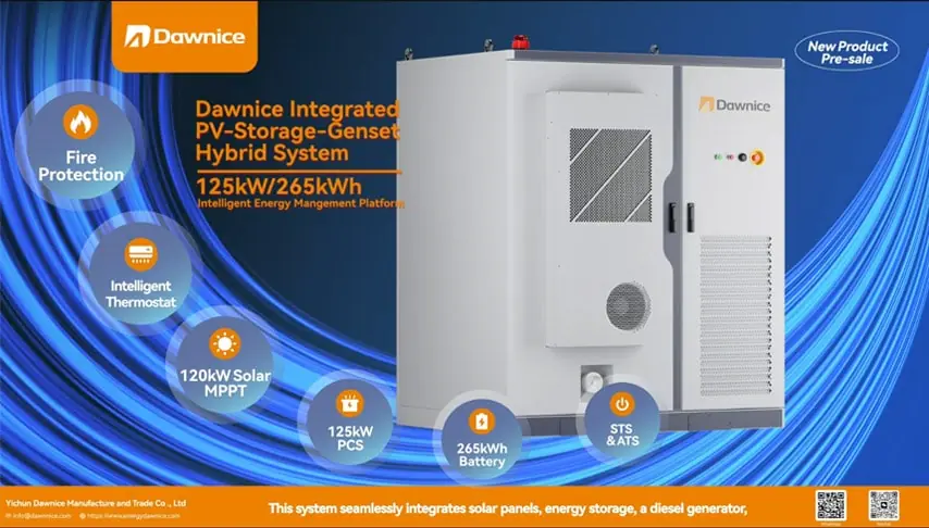 Dawnice 125kW PCS256kWh Battery Integrated Pv Storoge Genset Hybrid System Cover-min