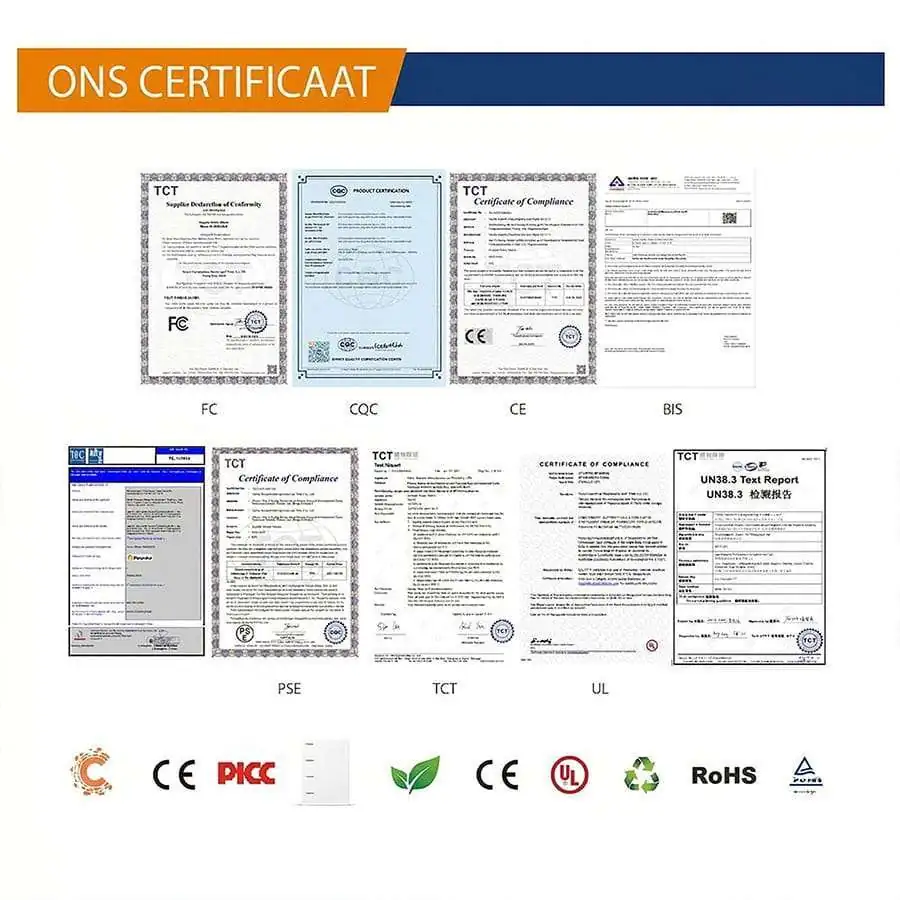 Dawnice-Certificaten-CE-UN38.3-Batterij-Veiligheid