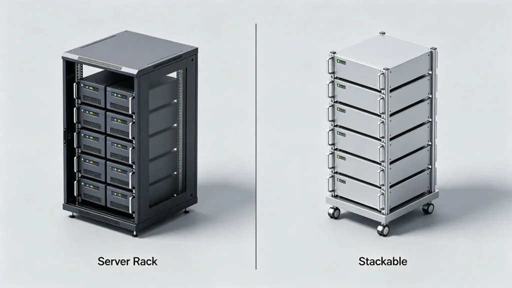 server-rack-vs-stackable-battery-comparison